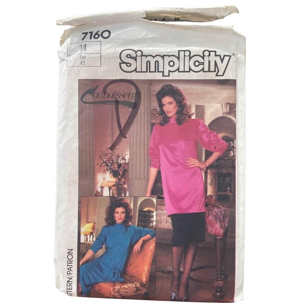 80s Simplicity 7160 Sewing Pattern Size 14 Misses Dress Or Tunic and Skirt CUT